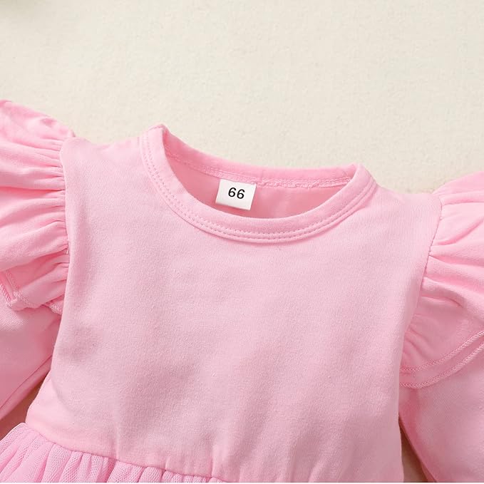 Baby Girl Clothes Infant Ruffle Sleeve Romper Dress Newborn Solid Tutu Skirt Sets Jumpsuit Headband Outfit