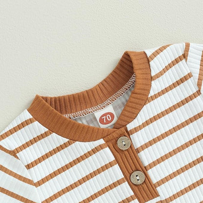 Newborn Baby Boy Girl Clothes Ribbed Knitted Long Sleeve Romper Pants Solid Cotton Infant Fall Winter Outfits 2Pcs