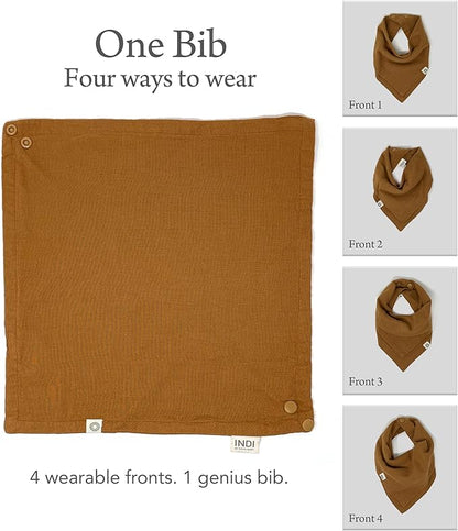 Kishu Baby Indi Organic Baby Bandana Bibs – Fairtrade 4-Way Reversible Drool Bibs for Boys & Girls – Unisex (Set of 5)