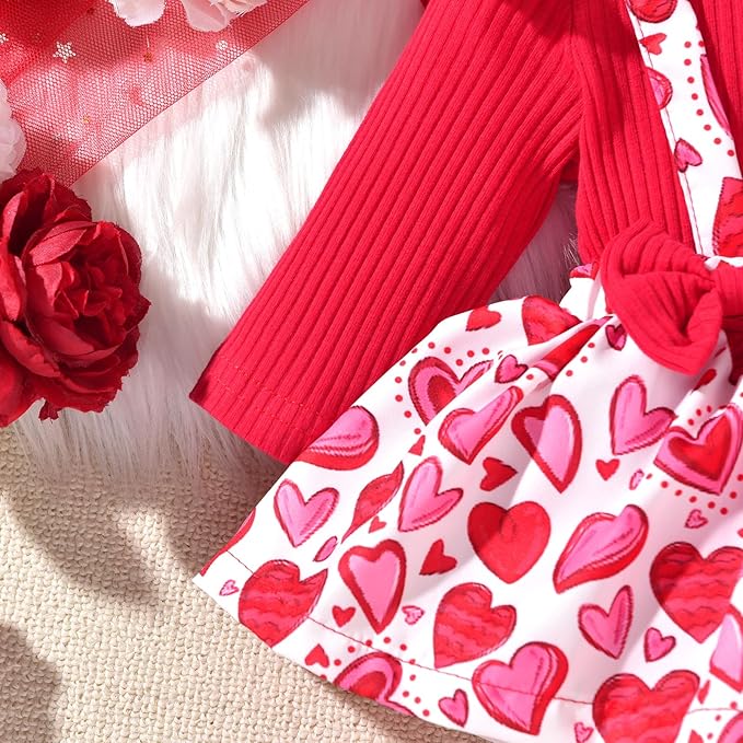 Unutiylo Preemie Newborn Baby Girl Clothes Romper Suspender Dress Fall Winter Outfits Ruffle Long Sleeve Jumpsuit