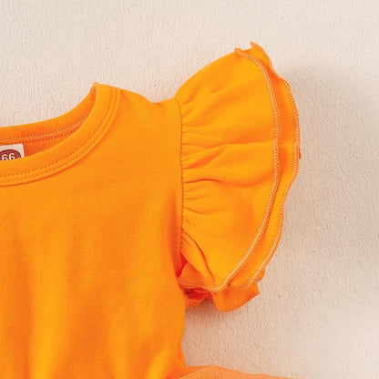 Baby Girl Clothes Infant Ruffle Sleeve Romper Dress Newborn Solid Tutu Skirt Sets Jumpsuit Headband Outfit