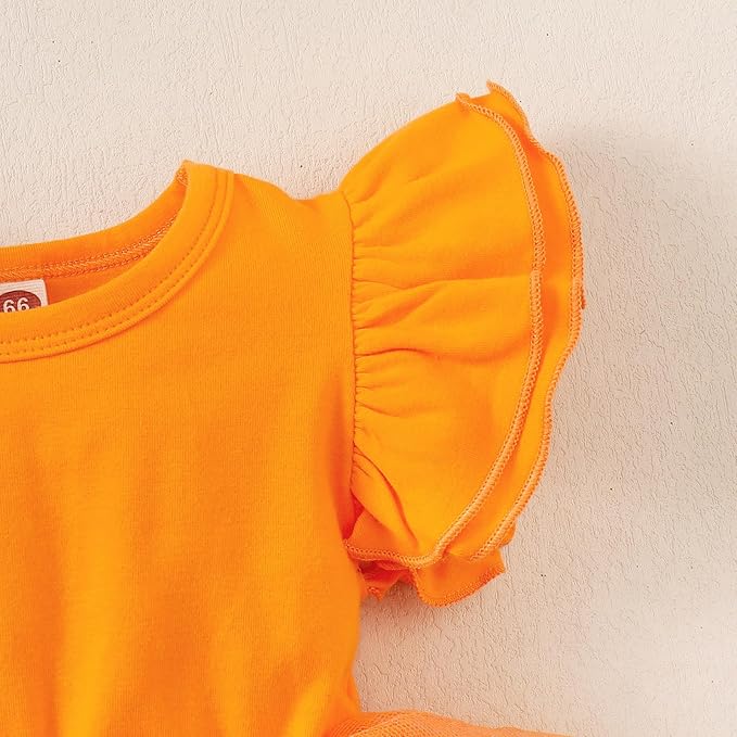 Baby Girl Clothes Infant Ruffle Sleeve Romper Dress Newborn Solid Tutu Skirt Sets Jumpsuit Headband Outfit