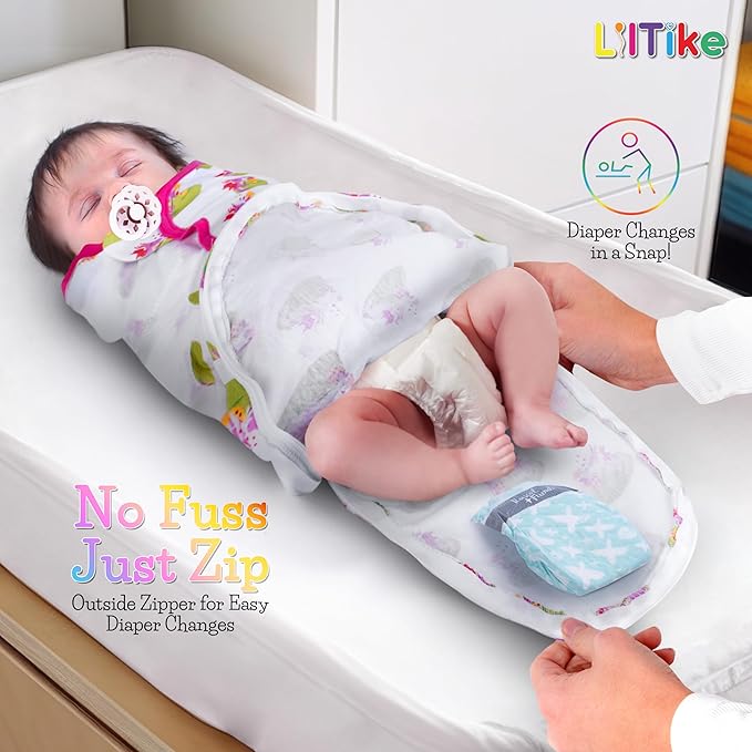 LilTike Swaddle - Mother & Baby Collection, Med/Lg, 2 Pack, Pegasus and Dragon, Cotton Baby Swaddles with Zipper, 3-6 Months, Swaddles for Newborns, Baby Sleep Sack, Baby Swaddle Blanket Wrap