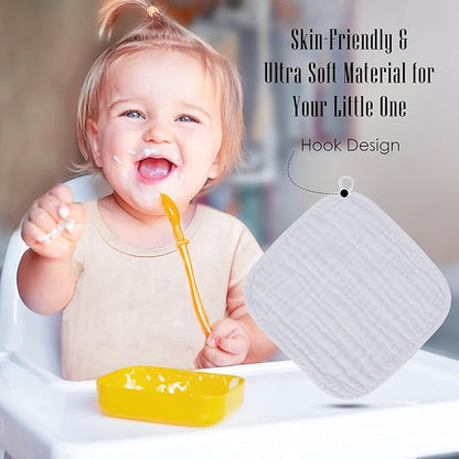 Baby Washcloths -100% Cotton Muslin Soft Baby Bath Wash Cloths and Absorbent Baby Wipes for Newborns Kids Girls and Boys - 12 Pack, 12x12 Inches - Grey, Green, Slate