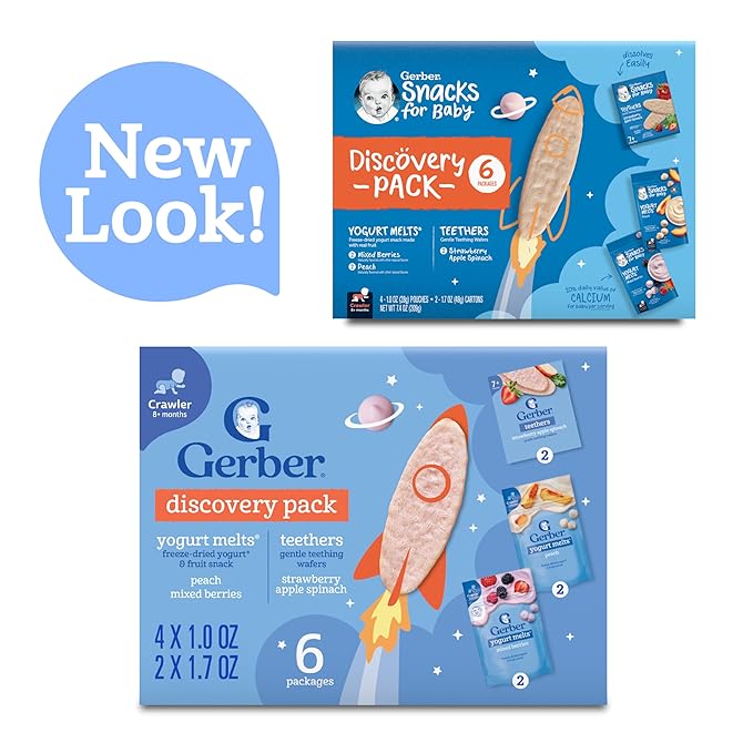 Gerber Stage 3 Baby Snacks Discovery Pack, Yogurt Melts, Teething Wafers, 6PK