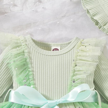 Aalizzwell Infant Newborn Girls Long Sleeve Bodysuit Dress