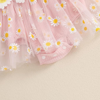 Baby Girl Clothes Daisy Ribbed Bodysuit Sleeveless Romper Dress Summer Outfit for Girls Newborn 3 6 9 12 18 Months