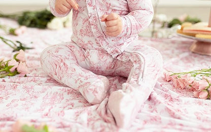 Ruffled Zippered Vintage Pink Rose One Piece