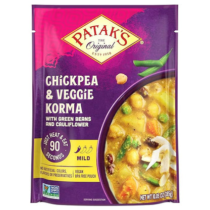 Patak's Chickpeas and Veggie Korma Ready To Heat Curry, 10.05 Fl Oz