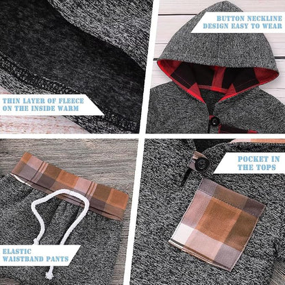 Baby Boy Clothes Infant Hoodie Tops Outfit Long Sleeve Sweatshirt Plaid Pants 2pcs Set 0-36 Months