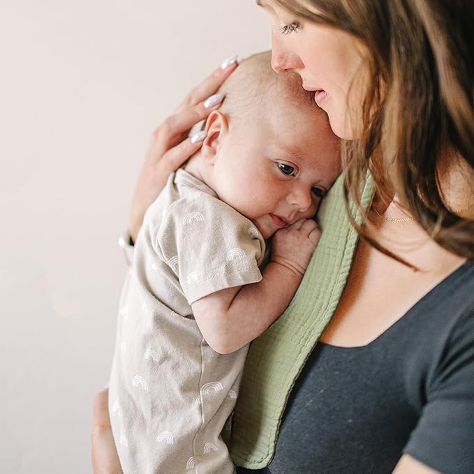 Konssy Muslin Baby Burp Cloths 6 Pack, Soft Absorbent 100% Cotton Burping Clothes for Newborns, Baby Boys and Girls, Unisex