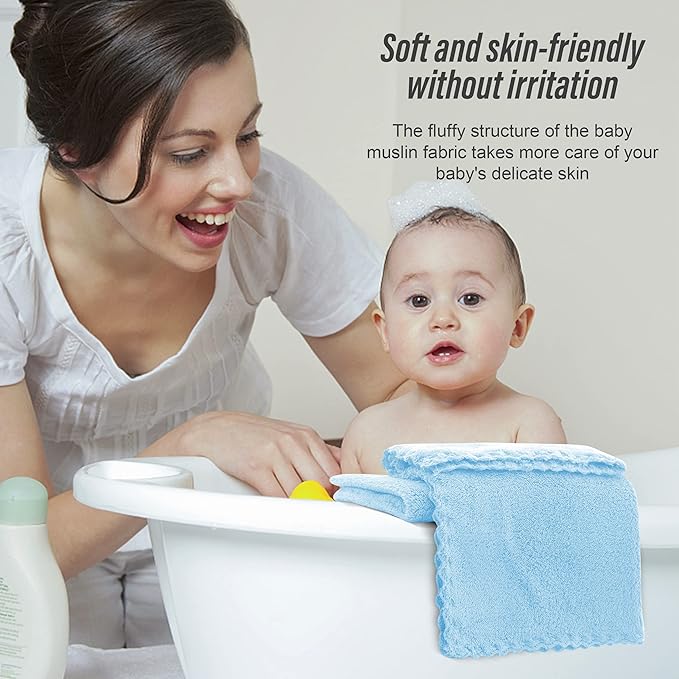 Sunny zzzZZ Ultra Soft 24 Pack Baby Washcloths - 10x10 Inches - Coral Fleece Extra Absorbent Wash Clothes for Babies, Infants and Toddlers - Sensitive Skin and Newborn - Ideal Baby - Aquamarine