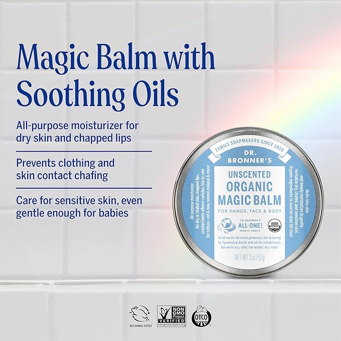 Dr. Bronner's - Organic Magic Balm (2 oz Variety Pack) Arnica-Menthol & Baby Unscented - Made with Organic Beeswax & Hemp Oil, Moisturizes and Soothes Hands, Face & Body | 2 Count