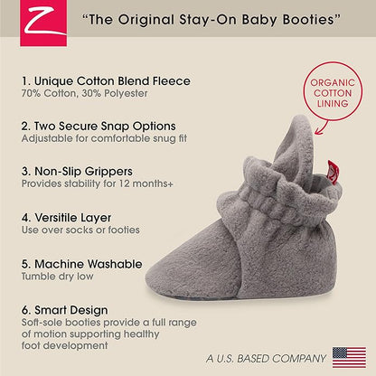 Zutano Unisex Fleece Baby Booties, Two Snap Closure, Newborn to 24 Months