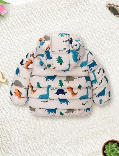 Happy Cherry Infant Baby Cute Cartoon Prints Winter Jacket Bear Ear Hood Warm Puffer Coat 6M-4T