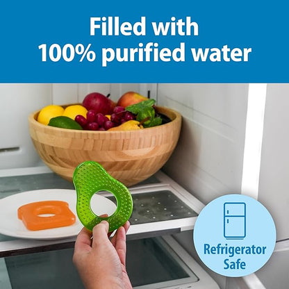 Dr. Brown's AquaCool Water-Filled Teether, Cooling Baby Teether Toy for Sore Gums, Avocado Toast Shapes, BPA Free, 3m+, 2-Pack