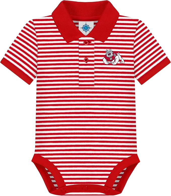 Creative Knitwear College Baby Striped Polo Bodysuit - Team Logo, Multiple Colors, for Boys & Girls (0-12 Months)