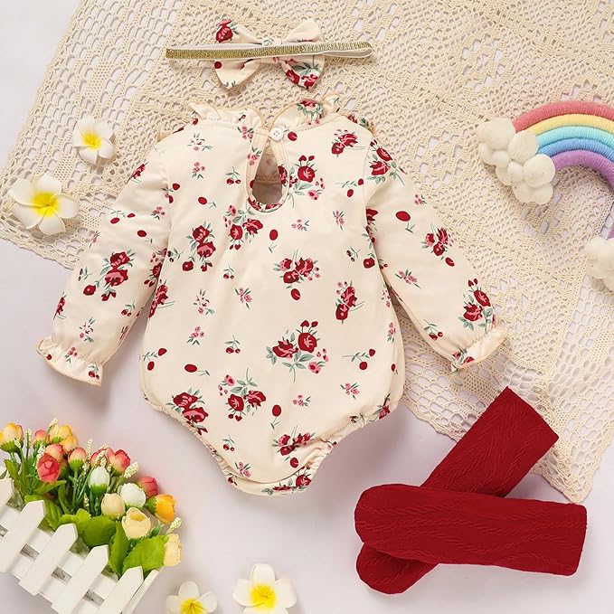 GRNSHTS Newborn Baby Girl Clothes Ruffle Rompers Toddler Fall Outfits for Girls Set Little Girl Fall Winter Clothing