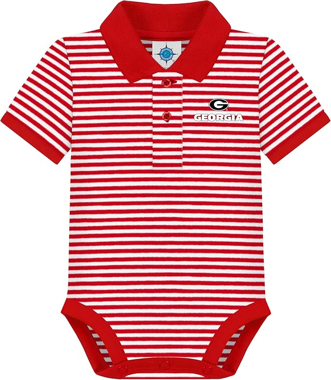 Creative Knitwear College Baby Striped Polo Bodysuit - Team Logo, Multiple Colors, for Boys & Girls (0-12 Months)