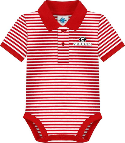 Creative Knitwear College Baby Striped Polo Bodysuit - Team Logo, Multiple Colors, for Boys & Girls (0-12 Months)