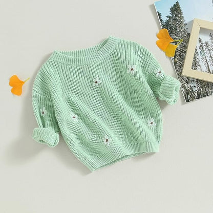 Mubineo Baby Girl Winter Clothes Cute Flower Sweater Crewneck Pullover Long Sleeve Knit Newborn Infant Sweaters