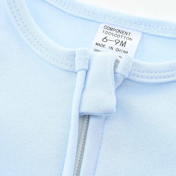 Baby Romper 100% Organic Cotton Pajamas One Piece Long Sleeve Zipper Footie Onesie for 0~12M Baby