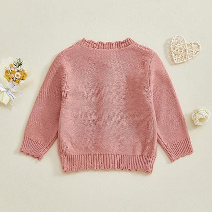Baby Girl Cardigan Sweater Long Sleeve Button Up Knit Sweatshirt Jacket Toddler Baby Girl Fall Outfits