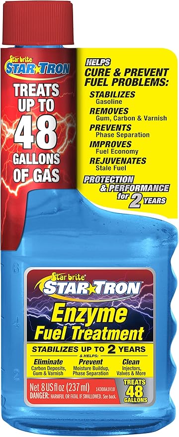 STAR BRITE Star Tron Enzyme Fuel Treatment - Small Engine Formula – Gas Additive Rejuvenates & Stabilizes Old Gasoline - Cures & Prevents Ethanol Problems 8 OZ (14308SS) FFP Certified