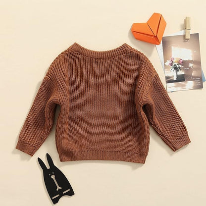 Newborn Baby Boy Girl Knit Sweater Long Sleeve Solid Winter Warm Sweatshirt Top Outfit Infant Toddler Fall Clothes