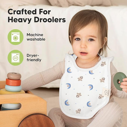 KeaBabies 8-Pack Baby Bibs for Boys, Girls - Pullover Bibs for Drooling Teething Baby Girl & Boy Toddler, Newborn, Soft & Absorbent, Cute Colors, Large Torso Coverage Keep Infant Clean & Dry (Cosmo)