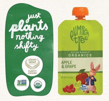 Pumpkin Tree Peter Rabbit Organics, Organic Apple and Grape 100% Pure Fruit Snack, 4 Ounce (Pack of 10)