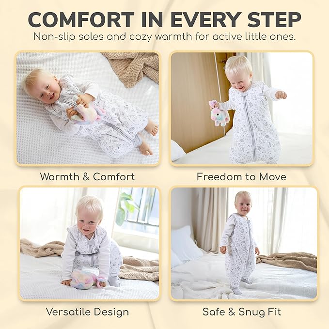 Mama Cheetah Toddler Sleep Sack with Feet 4T - 5T, 2.5 TOG Organic Cotton Baby Sleeping Bag with Legs, Baby Wearable Blankets for Walkers w/ 2-Way Zipper, Baby Sleep Sack for Girls & Boys, XL