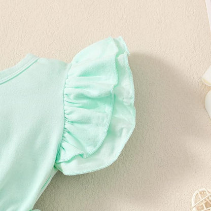 Baby Girl Clothes Infant Ruffle Sleeve Romper Dress Newborn Solid Tutu Skirt Sets Jumpsuit Headband Outfit