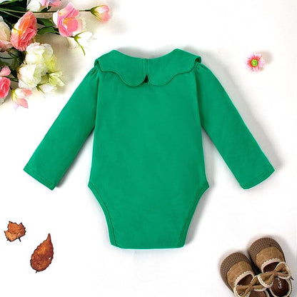 0-24M Infant Girls Ruffle Collar Bodysuit Baby Girl Casual Romper Toddler Solid Color Jumpsuit Winter Clothes