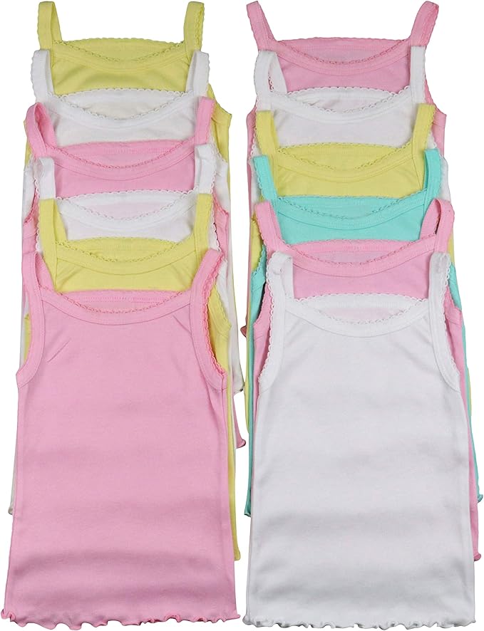 ToBeInStyle Girl's 4 Pack Ruffle Hem Spaghetti Strap Tank Tops