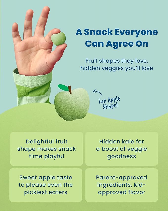 Amara Organic Fruit Bites Apple Kale - No Artificial Colors/Dyes, Added Sugar, Dairy-Free Fruit Snacks, Made with Organic Whole Foods, Healthy Fruit Snacks for Kids - 6 Pack