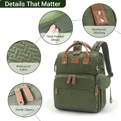 JOLLITO Diaper Bag Backpack with Changing Station Large Capacity Multifunction Baby Bags for Boy Girl Travel For Moms Dads Baby Registry Search Essentials Shower Gifts