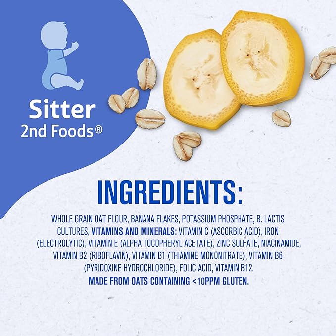 Gerber Stage 2 Baby Food, Oatmeal Banana Cereal, Probiotics Support Healthy Digestion, Baby Oatmeal Cereal
