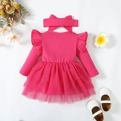Baby Girl Clothes Infant Ruffle Sleeve Romper Dress Newborn Solid Tutu Skirt Sets Jumpsuit Headband Outfit