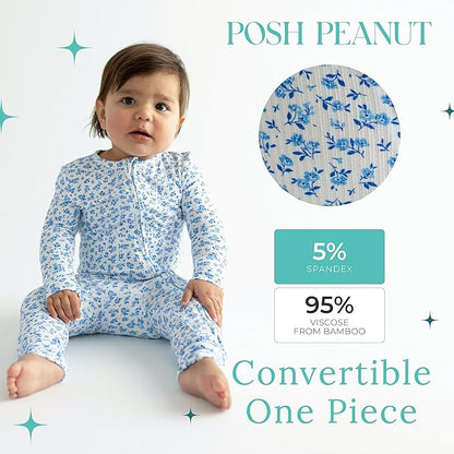 Posh Peanut Convertible Baby Sleepers - Girls Footless Baby Pajamas with 2 Way Zipper for Easy Diaper Changes