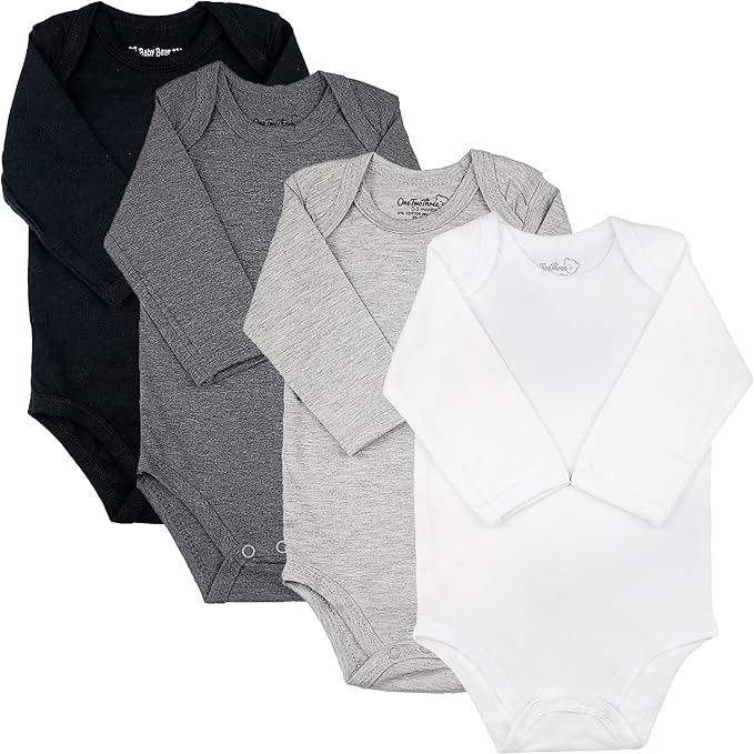 123 Bear Baby Cotton Spandex Long-Sleeve bodysuits unisex boy girl