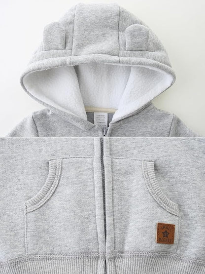 Baby Boy Girl Clothes Zip-Up Hoodies with Sherpa Lining Spring Fall Outerwear Coat