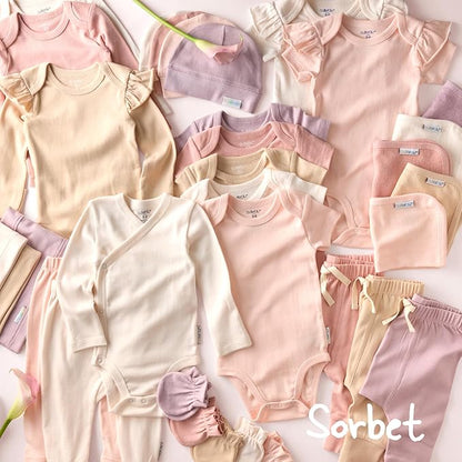 baby-girls Rory 5-pack Short Sleeve Ruffle Shoulder Bodysuits 100% Organic Cotton for Baby Girls