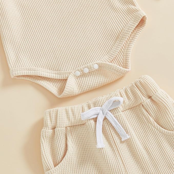 BULINGNA Newborn Baby Clothes Girl Outfit Romper Long Sleeve Daddy Girl Baby Clothes Onesie Jumpsuit Pants Infant Waffle