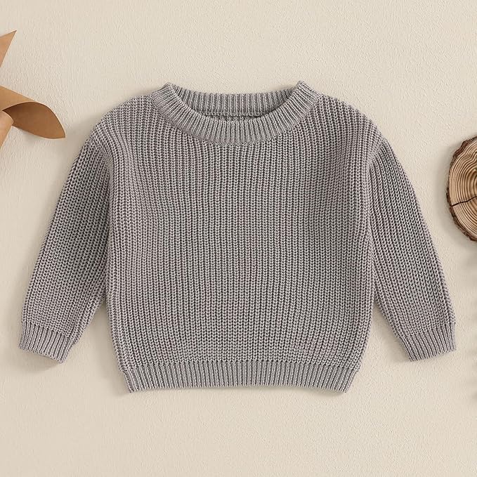 Newborn Baby Boy Girl Knit Sweater Long Sleeve Solid Winter Warm Sweatshirt Top Outfit Infant Toddler Fall Clothes