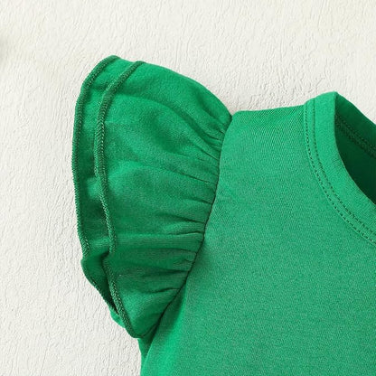 12M-14Y Toddler Baby Girls T Shirt Solid Color Blouse Ruffle Top Cotton Casual Tees Plain Shirt