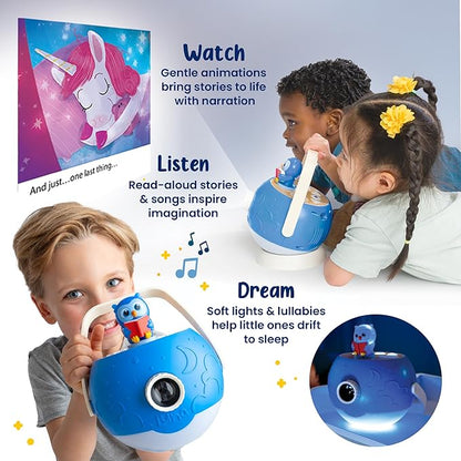Kids Book Projector - 5 Unicorn & 5 Classic Read-Aloud Stories, 10 Songs, Night Light & Soothing Dream Music | Children Ages 3+ Storytime Projector for Kids & Toddlers | Owl & Unicorn
