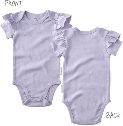 baby-girls Rory 5-pack Short Sleeve Ruffle Shoulder Bodysuits 100% Organic Cotton for Baby Girls
