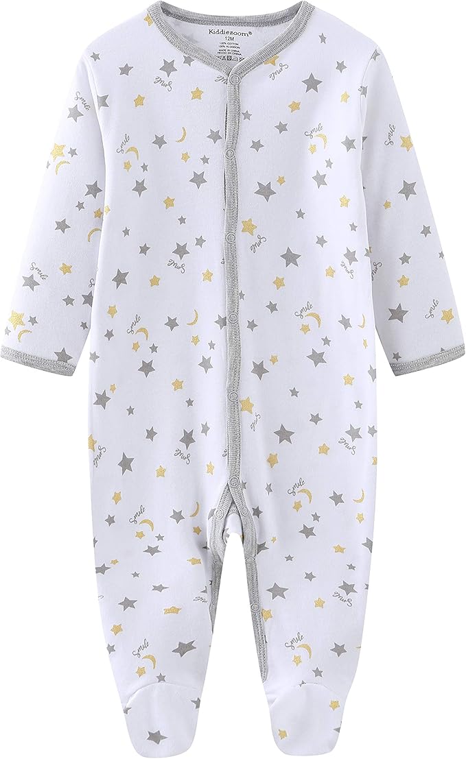 Newborn Baby Boy Girl Organic Cotton Bodysuit Long Sleeve Jumpsuit 3-Pack Outfits Clothes,0-24Months