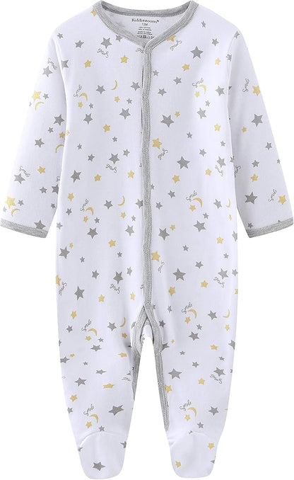 Newborn Baby Boy Girl Organic Cotton Bodysuit Long Sleeve Jumpsuit 3-Pack Outfits Clothes,0-24Months